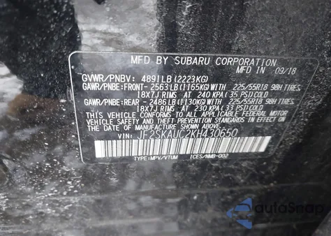 2019 Subaru Forester Limited из США, поврежденный, VIN JF2SKAUC2KH430650